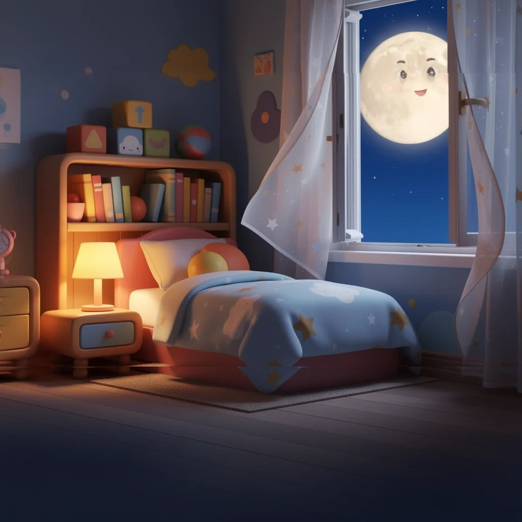 A cozy bedroom at night where an unfinished story arrives